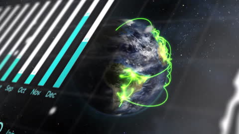 Digital Data Traversing Globally Around Earth with Graph Overlay