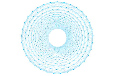 Blue abstract circular design on transparent background illustration