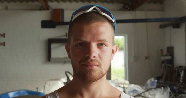 Confident Young Man with Short Hair Wearing Sports sunglasses - Download Free Stock Images Pikwizard.com