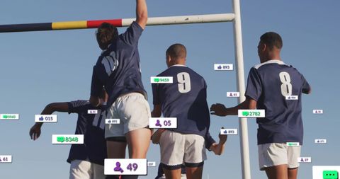 Diverse Rugby Players and Digital Connectivity