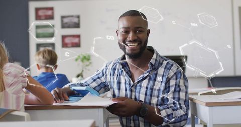 Engaging classroom with teacher and students embracing technology