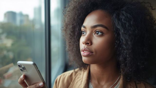 Young Professional Woman Contemplating By City Window