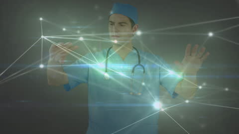 Surgeon Interacting with Digital Network in Healthcare
