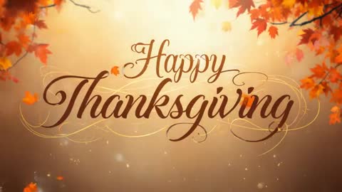 Happy Thanksgiving Animated Greeting with Falling Maple Leaves and Warm Golden Glow