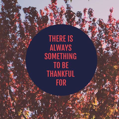 Autumn leaves with uplifting gratitude message