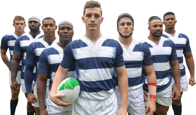 Transparent Diverse Rugby Players Standing with Ball Ready for Competition - Download Free Stock Videos Pikwizard.com