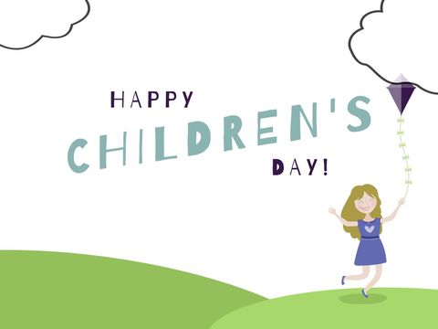 Happy Children's Day Celebration with Cheerful Child and Kite