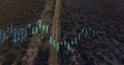 Financial Data Visualization Overlap on Rural Landscape