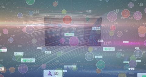 Digital Interface with Media Icons and Data Visualization - Download Free Stock Images Pikwizard.com
