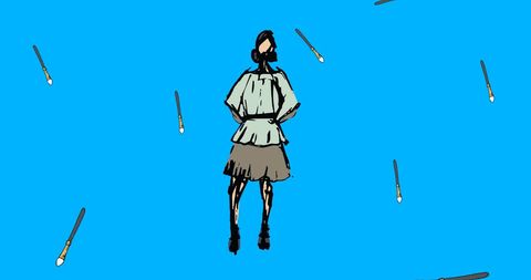 Abstract fashion illustration with painting brush elements