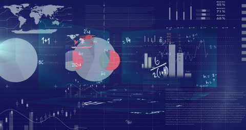 Data Processing and Global Business Technology Interface Animation