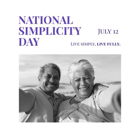 Happy Diverse Senior Couple Celebrating National Simplicity Day