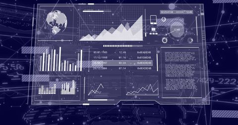 Futuristic Digital Interface with Graphs and Data on Black Background - Download Free Stock Images Pikwizard.com