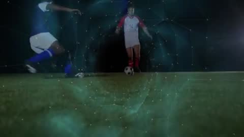 Futuristic Soccer Players in Dynamic Action Under Stadium Lights