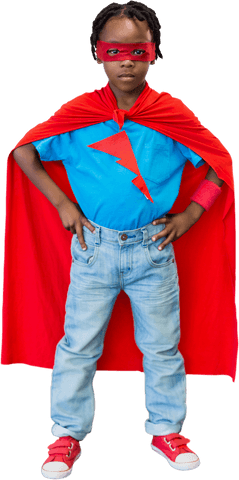 confident child superhero with red cape in transparent background - Download Free Stock Videos Pikwizard.com