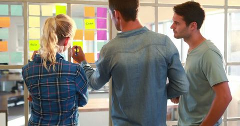 Team Engaging in Collaborative Planning with Sticky Notes