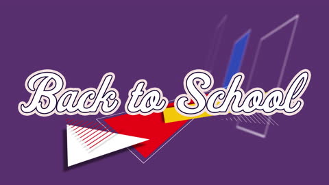 Back to School Animation with Geometric Shapes on Violet Background