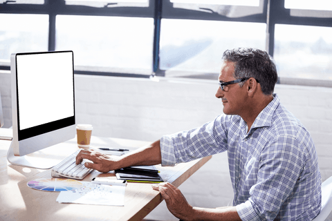 transparent work environment with businessman using computer - Download Free Stock Videos Pikwizard.com