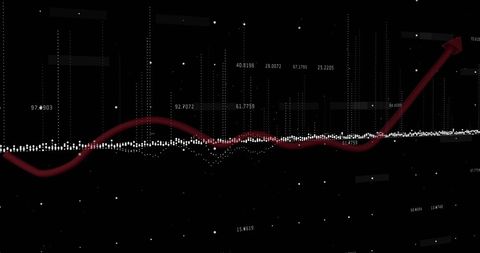 Data Visualization with Rising Red Arrow and Floating Numbers - Download Free Stock Images Pikwizard.com