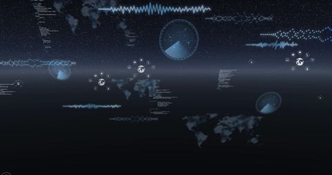 Futuristic Digital Interface with Data and Globe Icons - Download Free Stock Images Pikwizard.com