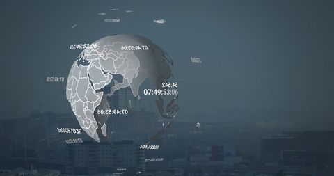 Digital Globe Overlaying Cityscape with Data Elements - Download Free Stock Images Pikwizard.com