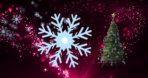 Whimsical Snowflakes with Festive Christmas Tree And Stream Petals