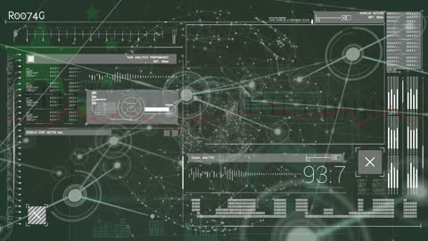 Futuristic Digital Interface with Data Network Visualization