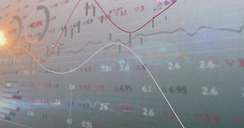 Translucent Market Data Overlay Featuring Candlestick Charts and Trend Lines on Dashboard