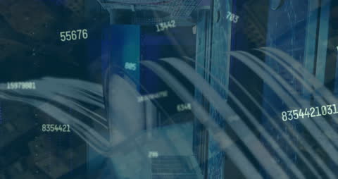 Data Processing Animation Over Server Room Technology Concept