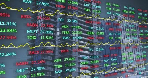 Financial Data Overlaid on Urban Office Building - Download Free Stock Images Pikwizard.com