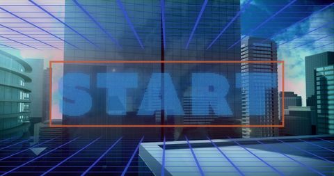 Digital Cityscape with Futuristic Start Interface - Download Free Stock Images Pikwizard.com