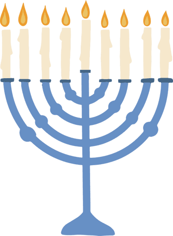flat style light blue menorah illustration on transparent background - Download Free Stock Videos Pikwizard.com