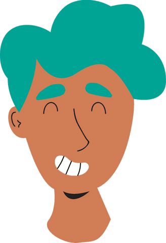 Cartoon Man's Teal Hair Smiling Toothily on Transparent Background - Download Free Stock Videos Pikwizard.com
