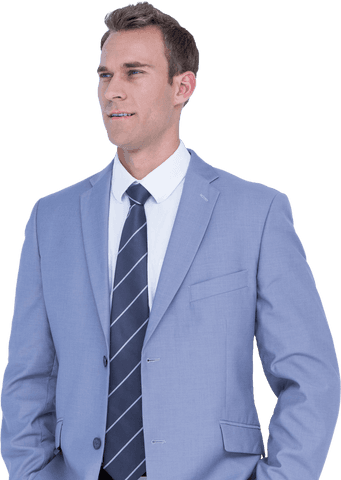 Confident Caucasian Businessman in Blue Suit on Transparent Background