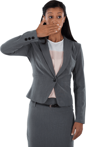 surprised businesswoman covering mouth with hand, transparent background - Download Free Stock Videos Pikwizard.com