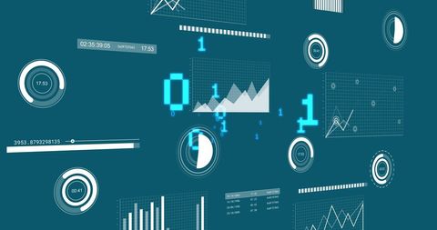 Digital Interface with Data Processing Charts and Binary Codes - Download Free Stock Images Pikwizard.com