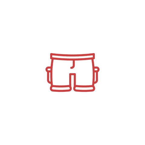 Bold Red Hiking Shorts Icon on Transparent Background