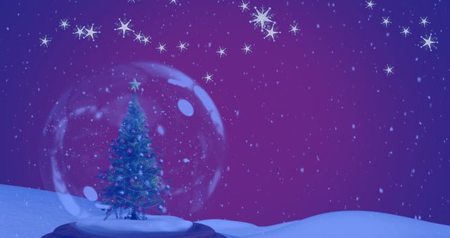 Christmas Tree in Snow Globe with Winter Snowfall Background - Download Free Stock Images Pikwizard.com