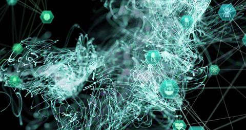 Digital Medical Network with Spinning Icons on Black Background - Download Free Stock Images Pikwizard.com