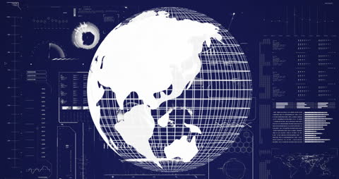 Animated Globe with Digital Data on Technology Background