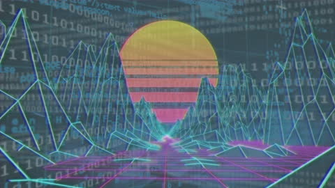 Retro Futuristic Data Landscape Animation