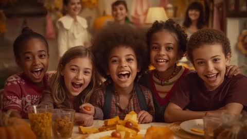 Joyous Children Celebrating Autumn with Laughter