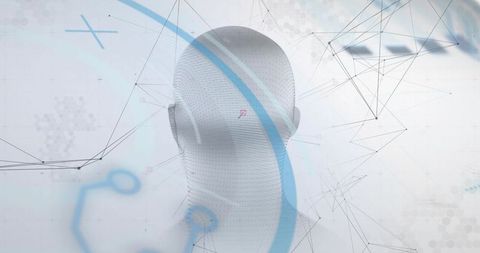 Abstract futuristic 3d head with digital connectivity