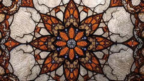 Stained Glass Panel with Radiant Floral Design Capturing Light