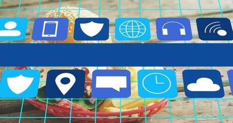 Grid Overlay Enhancing Digital and Gourmet Fusion