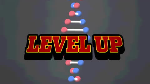 Level Up Text Overlay DNA Strand Animation