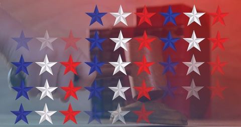 American justice concept with stars and gavel overlay