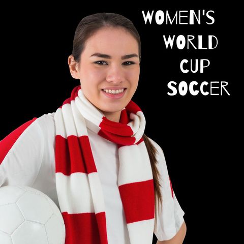 smiling woman holding soccer ball highlighting women's world cup fever - Download Free Stock Templates Pikwizard.com