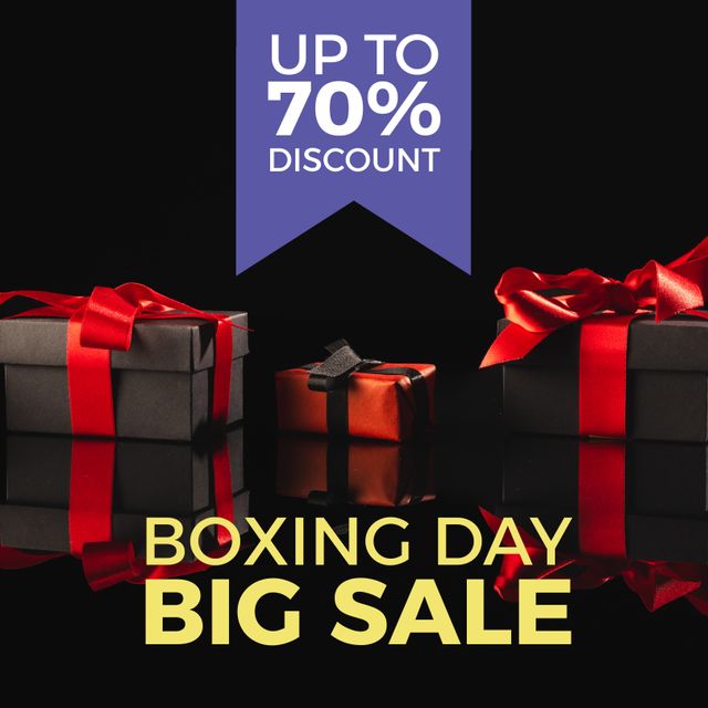 Boxing Day Sale Banner with Gift Boxes and Discount Offer - Download Free Stock Templates Pikwizard.com