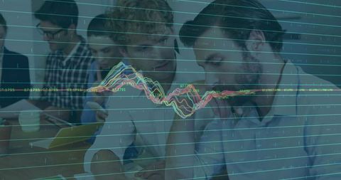 Collaborative Business Meeting with Digital Chart Overlay